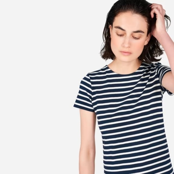 Everlane The Gia Mini Dress, Navy & White Striped, Size L - Picture 3 of 10